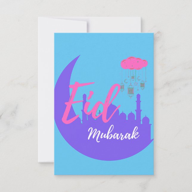 Congratulations on Eid Mubarak Balloon Thank You Card (Front)