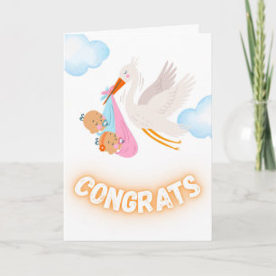 Congratulations on Fraternal Twins Stork Bundle Card