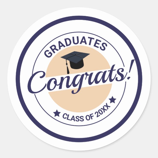 Congratulations on graduation customisable elegant classic round sticker (Front)