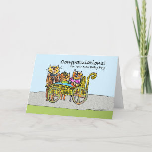 Congratulations on New Baby Boy, Cat Family Card