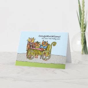 Congratulations on New Baby Girl, Cat Family Card