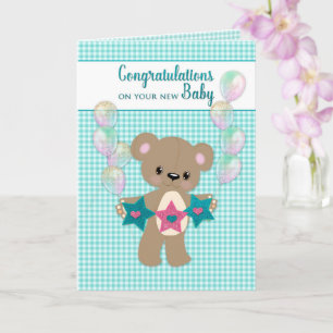 Congratulations on New Baby Neutral Teddy Bear Card