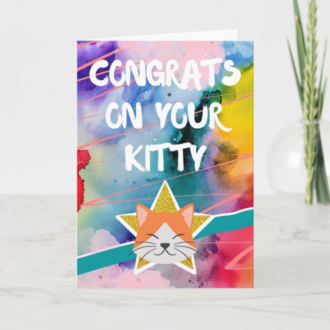 Congratulations on New Cat Pet Colourful  Card (Front)