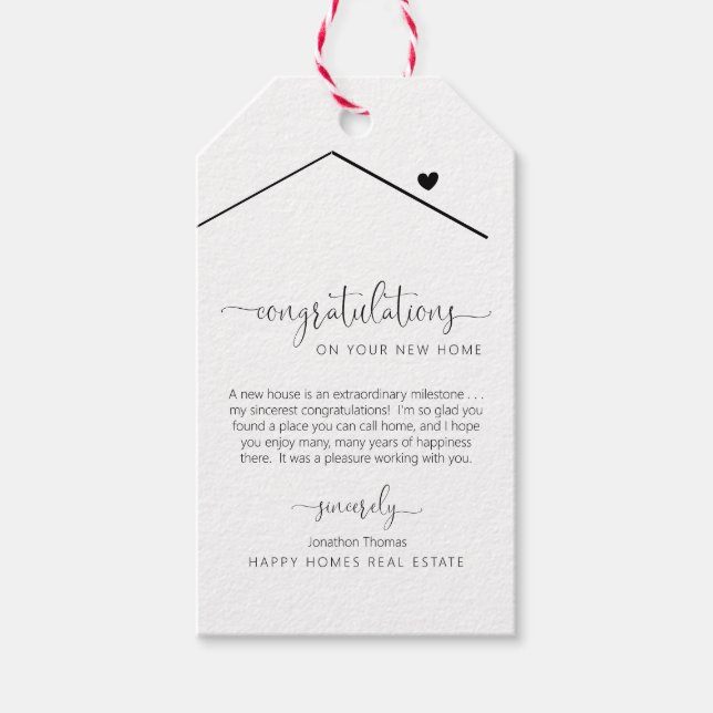 Congratulations on New Home Realtor Gift Tag (Front)