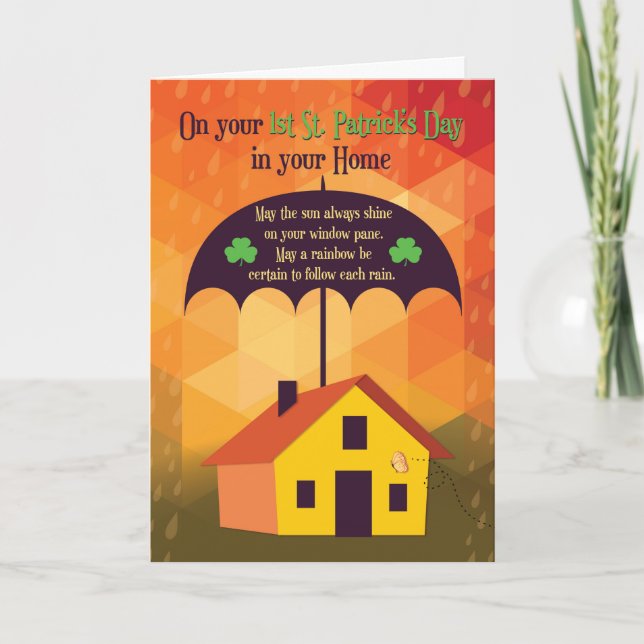 Congratulations on New House, Umbrella Over House Card (Front)