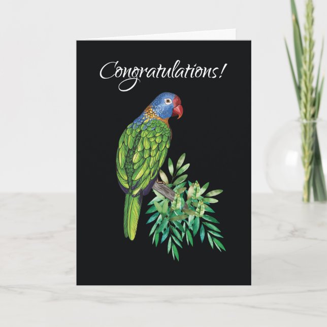 Congratulations on New Parrot Bird Adoption Card (Front)