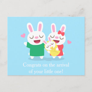 Congratulations on Newborn Cute Bunny Family Postcard