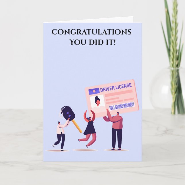 Congratulations on passing your driving test card (Front)
