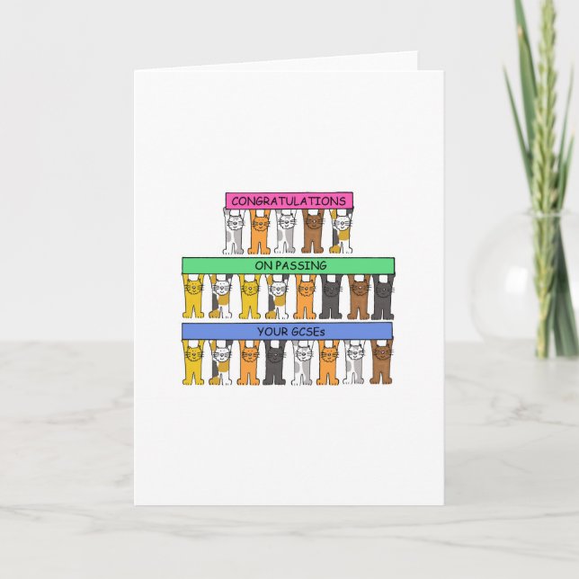 Congratulations on Passing Your GCSEs, Cats. Card (Front)