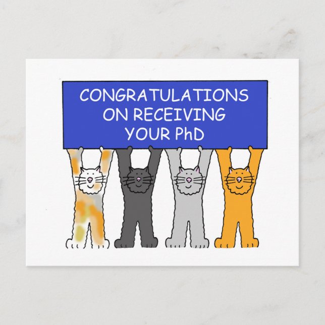Congratulations on Receiving Your PhD Cute Cats Postcard (Front)