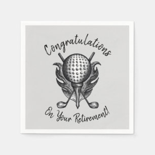 Congratulations on Retirement Golf Ball Tee Clubs Napkin