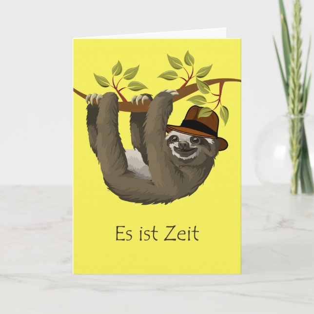 Congratulations on Retirement in German, Sloth Card (Front)