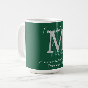 Congratulations on Retirement, Monogram Name Green Coffee Mug