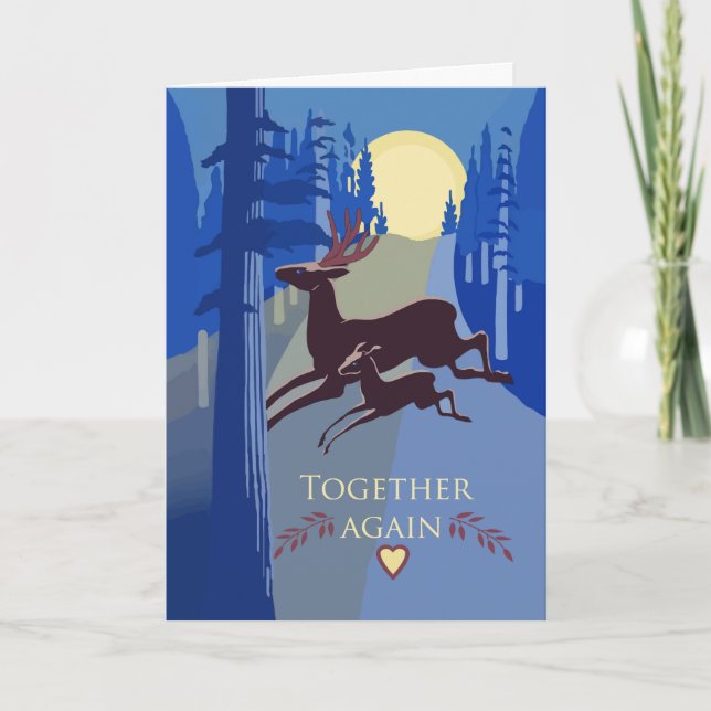 Congratulations on Reunion with Birth Father, Deer Card (Front)