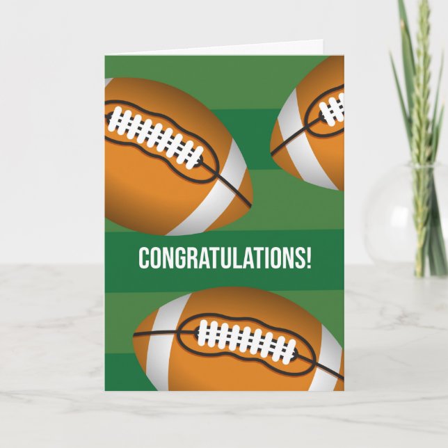 Congratulations on the Big Football Win with Field Card (Front)