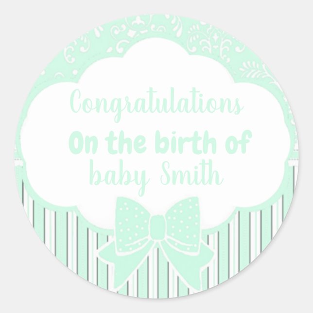 Congratulations on the birth of classic round sticker (Front)