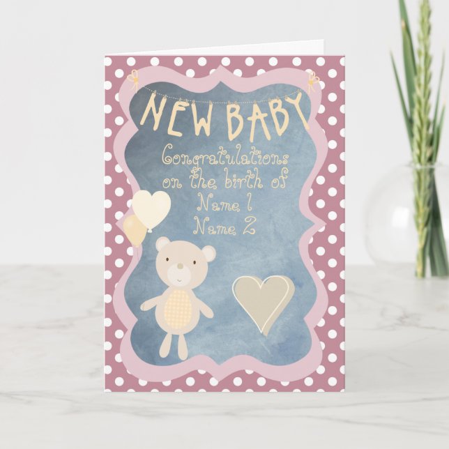 Congratulations on the birth of your new baby card (Front)