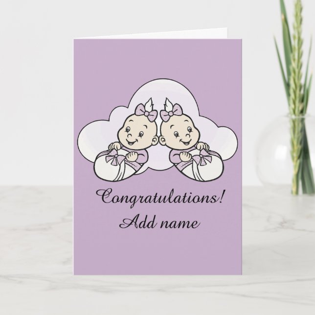 Congratulations on the birth of your twins card (Front)