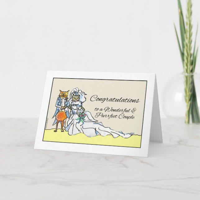 Congratulations on Wedding, Purrfect Cat Couple Card (Front)