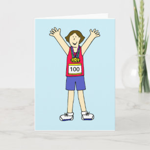 Congratulations on your 100th marathon for a lady. card