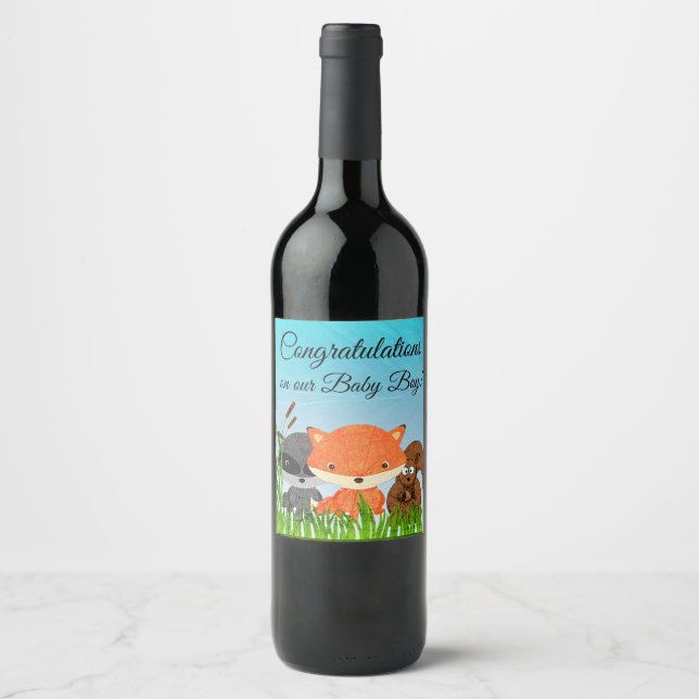 Congratulations on your Baby Boy Wine Bottle Label (Front)