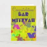 Congratulations on your Bar Mitzvah Card<br><div class="desc">Congratulations on your Bar Mitzvah Mazel Tov Star of David greeting card by justcollections Customise it -  EDIT the background colour of this card to suit you!!!</div>