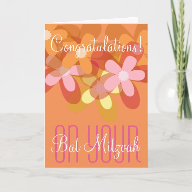 Congratulations on your Bat Mitzvah floral Card (Front)