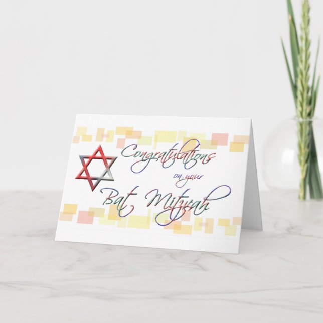 Congratulations on your Bat Mitzvah-Fun/Colourful Card (Front)