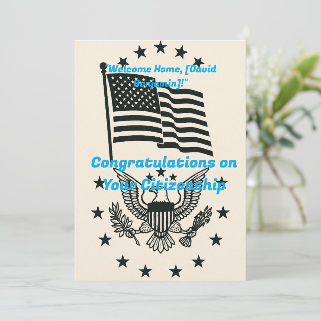 Congratulations on Your Citizenship Card  (Standing Front)