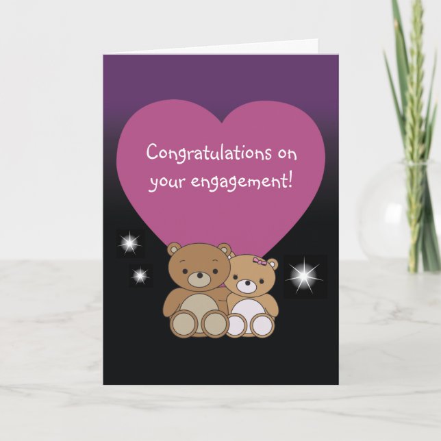 Congratulations on your engagement heart bears card (Front)