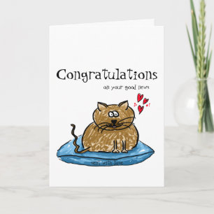 Congratulations on your good news cat illustration card