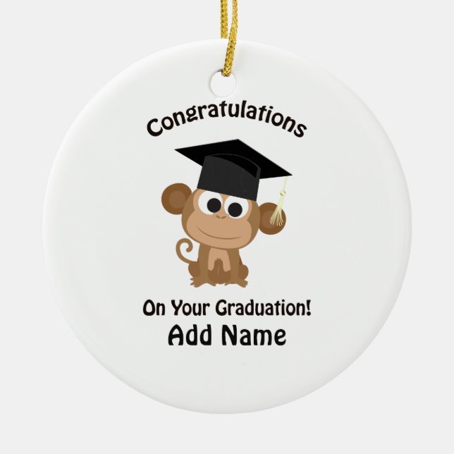 congratulations on your graduation monkey ceramic tree decoration (Front)