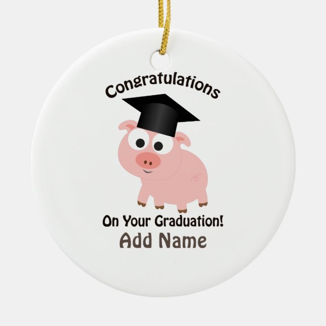 Congratulations on Your Graduation! Pig Ceramic Tree Decoration (Front)