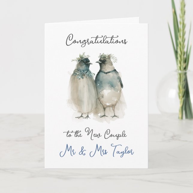 Congratulations on Your Marriage | Cute Penguins Card (Front)