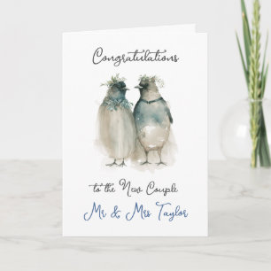 Congratulations on Your Marriage   Cute Penguins Card