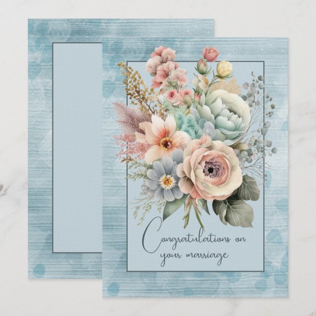 Congratulations on your marriage floral bouquet   card (Front/Back)