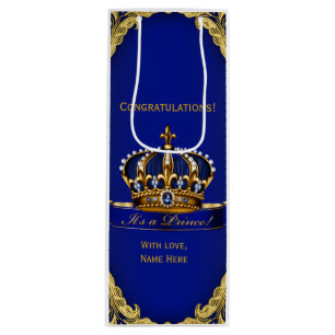 Congratulations on Your New Baby Boy Prince Wine Gift Bag