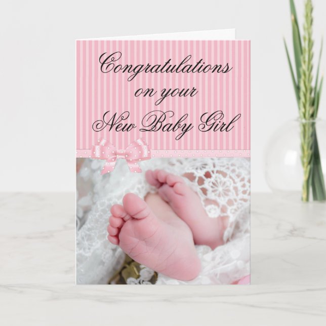 Congratulations on your New Baby Girl Pink Card (Front)