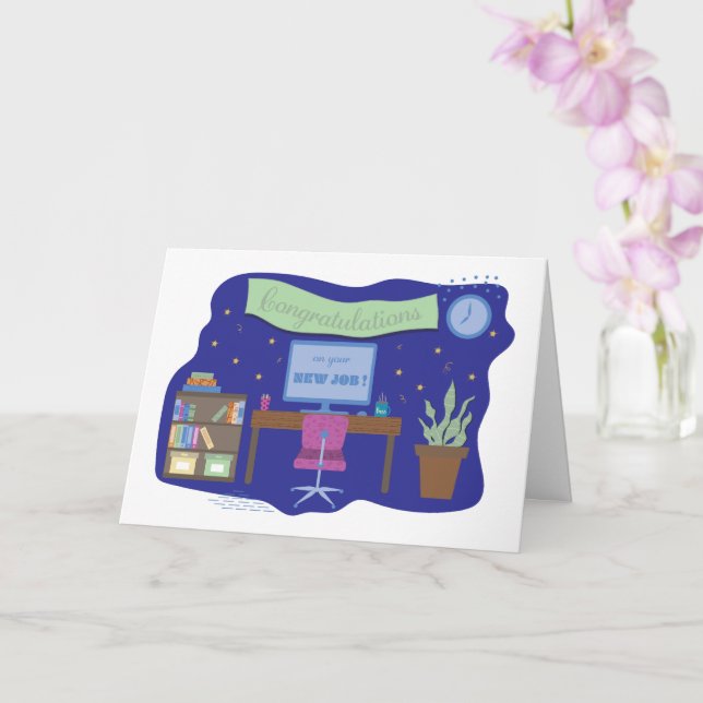 Congratulations on your new job | Desk scene card (Orchid)