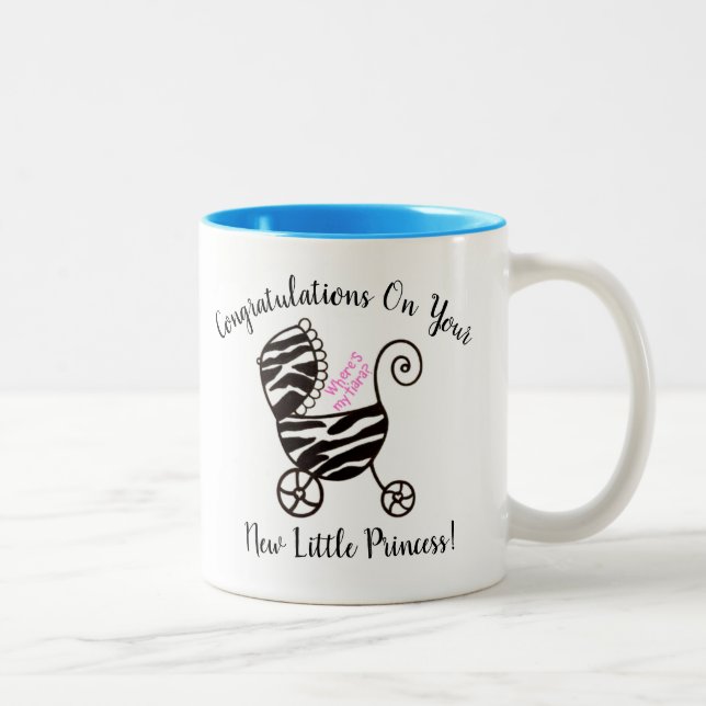 Congratulations On Your New Little Princess! Two-Tone Coffee Mug (Right)