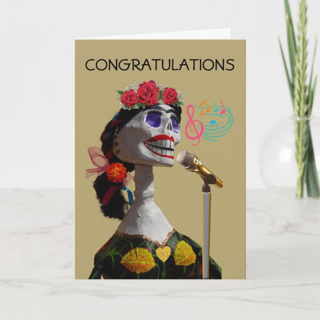 Congratulations on Your Performance Skeleton Sings Card (Front)