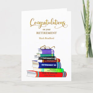 Congratulations on Your Retirement Stacked Books C Card