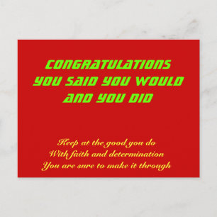 Congratulations on your success postcard