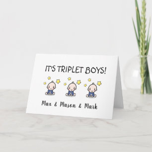 Congratulations On Your Triplet Boys, Custom  Card