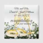 Congratulations on Your Wedding Day- White Roses Magnet<br><div class="desc">Magnets. Congratulations on Your Wedding Day Keepsake for the Bride and Groom. Personalise it with the date and your own saying. ⭐This Product is 100% Customisable. Graphics and text can be deleted, moved, resized, changed around, rotated, etc... 99% of my designs in my store are done in layers. This makes...</div>