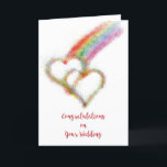 Congratulations on Your Wedding Lesbian or Gay  Card<br><div class="desc">This sentimental greeting card congratulates a gay or lesbian couple on their wedding with a bright colourful airbrush image of a rainbow ending in two interlocking hearts. The inside verse lets them know their union has made the world a more beautiful place. *You may find other items with this same...</div>