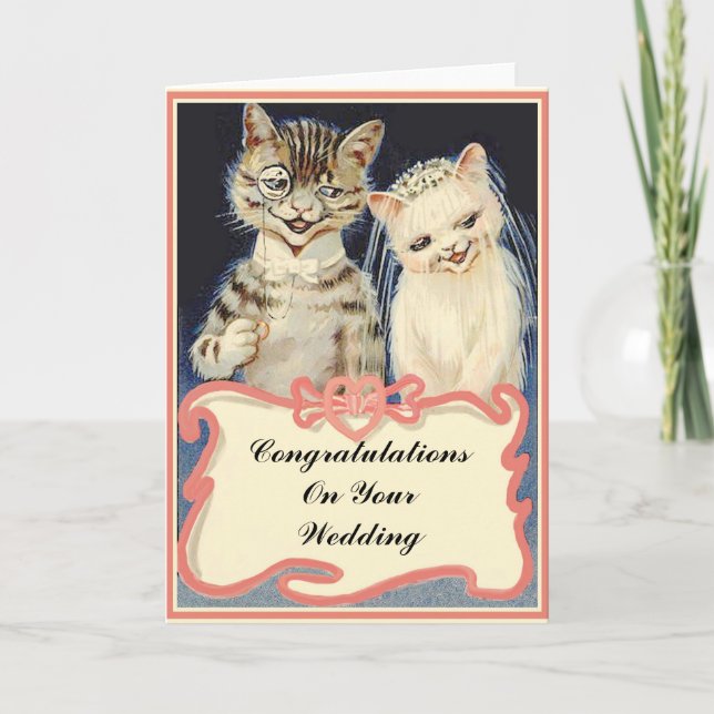 Congratulations On Your Wedding Vintage Cats Card (Front)