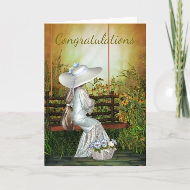 Congratulations on your Wedding with Summer Bride Card (Front)