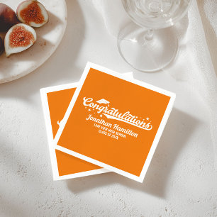 Congratulations Orange Graduation Party Napkin