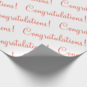 Congratulations Orange Script  Wrapping Paper